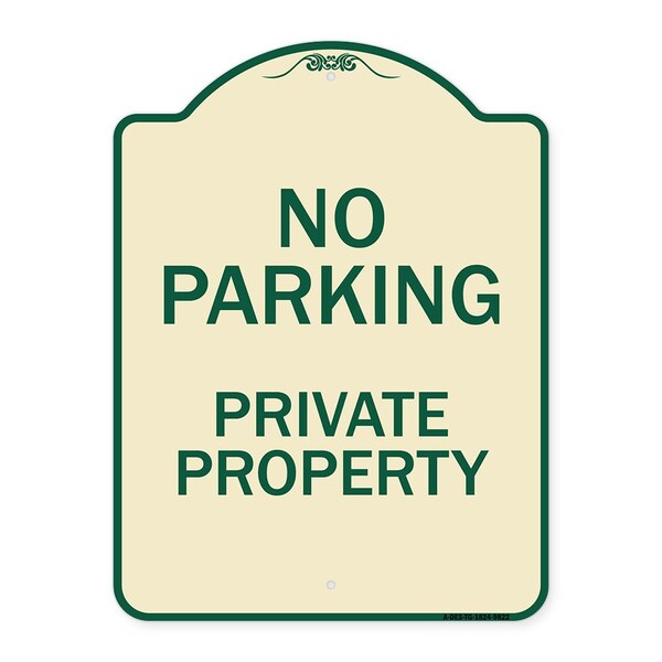 Designer Series-No Parking Private Property Tan & Green, 24" x 18", TG-1824-9822